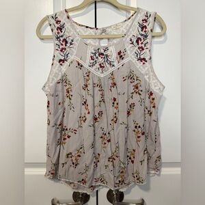 Mason + Belle Ivory Floral Lace Embroidered Sleeveless Blouse Women’s XL